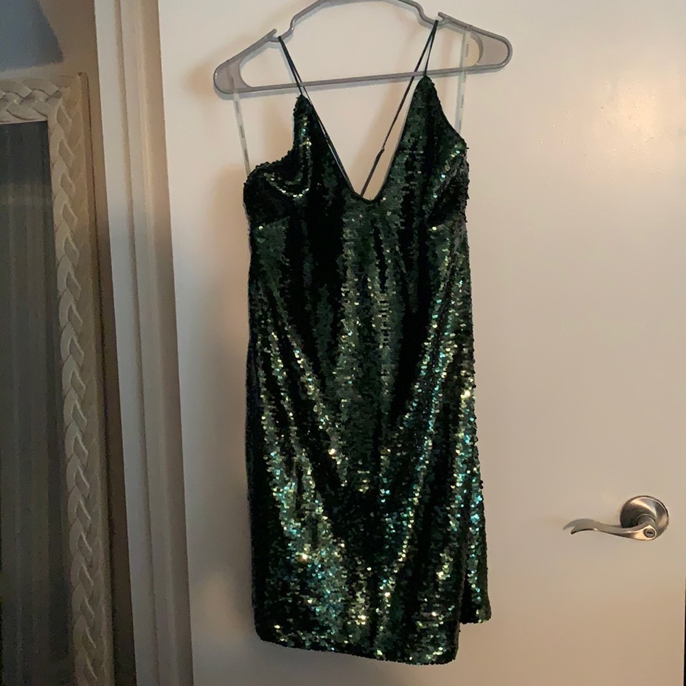 Emerald green sequin, Lucy Paris, Medium dress